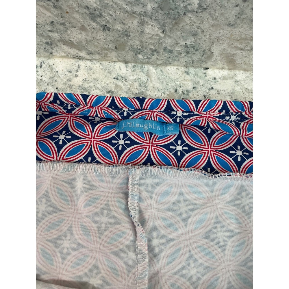 J.McLaughlin Pants Catalina Cloth XS Blue Red Geometric Trellis Straight Leg - Picture 7 of 10